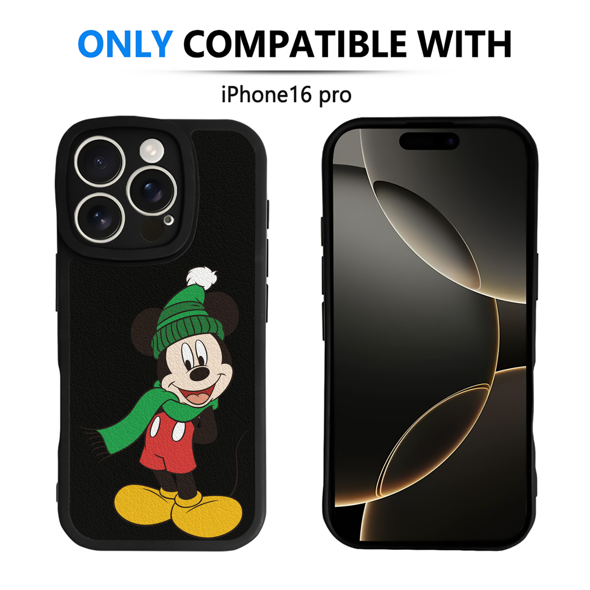 （画像用） ミッキーマウス Mickey Mouse 【iPhone 16シリーズ対応】シリコンスマホケース（レザー調） 材質：シリコン